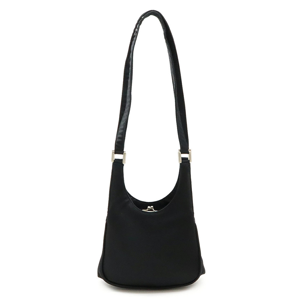 BOTTEGA VENETA Tote Bag Shoulder Clasp Closure Satin Black